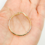 Load image into Gallery viewer, 14K Gold Tri-Color Hoop Earrings with Engraved Tornado Design. 