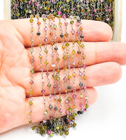 Multi Tourmaline Wire Wrap Chain. MTO8