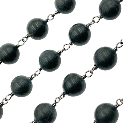 Black Onyx Gemstone Round Shape Chain