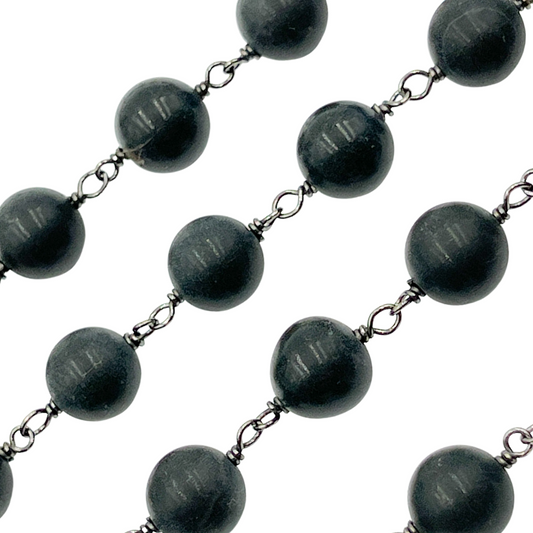 Black Onyx Gemstone Round Shape Chain