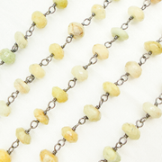 Coated Cats Eye Oxidized 925 Sterling Silver Wire Chain