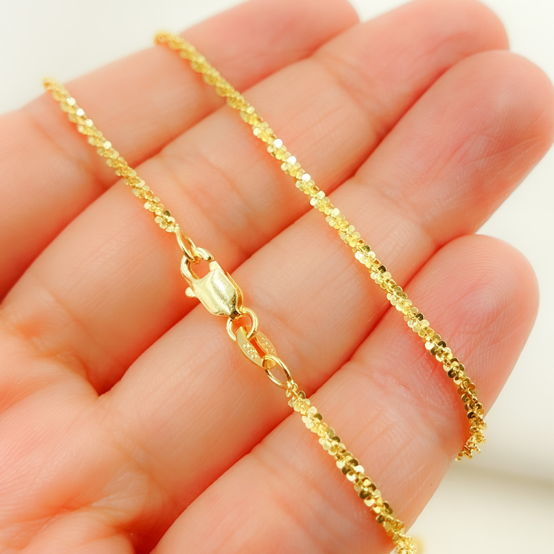 14K Solid Gold Glitter Margarita Rock Chain