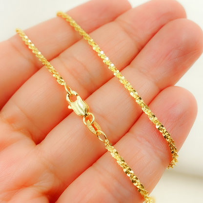 14K Solid Gold Glitter Margarita Rock Chain