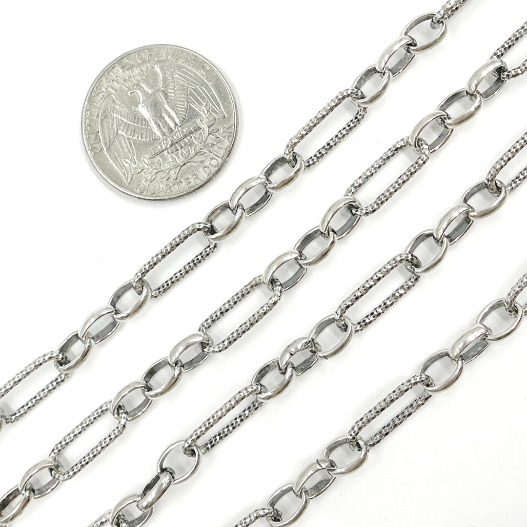 Oxidized Sterling Silver Long and Short Link Chain