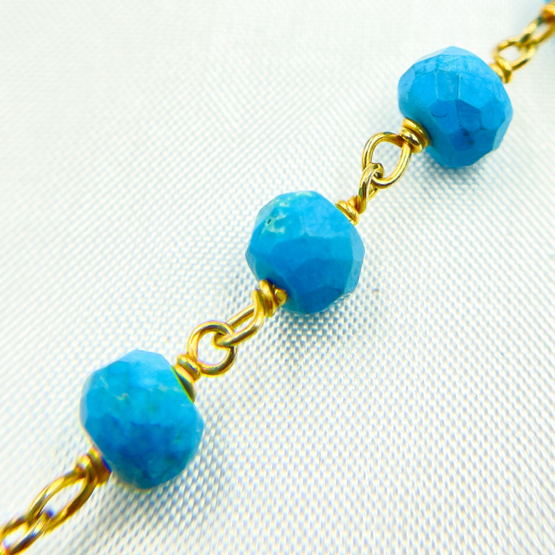 Turquoise Gold Plated Wire Chain