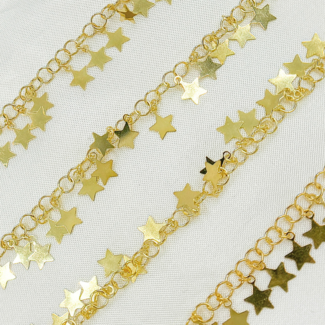 Gold Plated 925 Sterling Silver Dangle Star Chain. V71GP