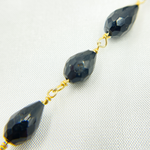 Load image into Gallery viewer, Black Spinel Tear Drop Shape Gold Plated Wire Chain. BSP43
