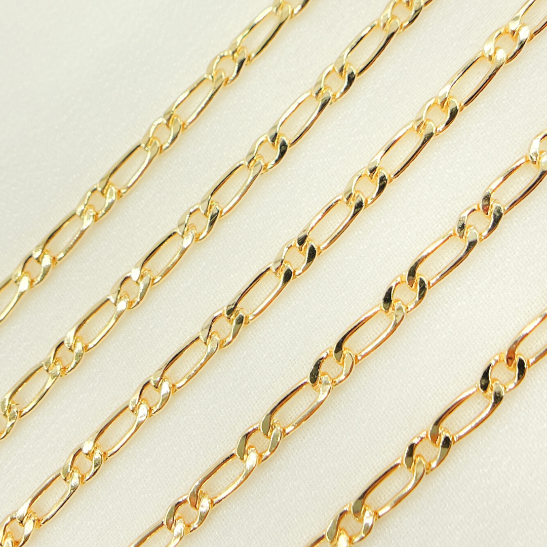 14K Gold Filled Flat Oval & Round Link Curb Chain. 3811CHRGF