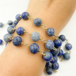 Load image into Gallery viewer, Lapis Lazuli Round Gold Plated Wire Chain. LAP8
