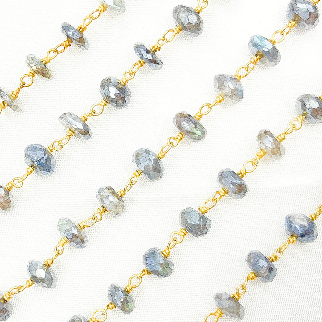 Coated Labradorite Gold Plated Wire Chain. CLB20