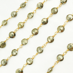 Load image into Gallery viewer, Pyrite Small Coin Shape Gold Plated Wire Chain. PYR49
