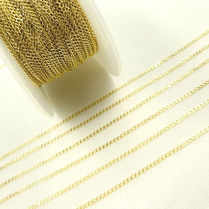 14K Solid Yellow Gold Curb Link Chain