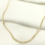 Load image into Gallery viewer, 925 Sterling Silver &amp; Gold Plated Flat Wheat Necklace. 0502213SGNecklace
