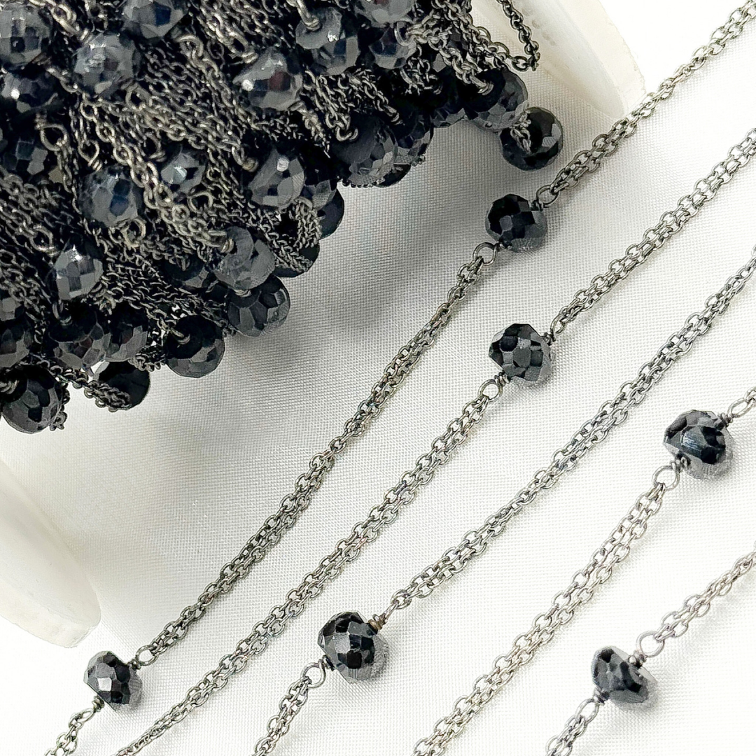 Black Spinel Double Oxidized Connected Wire Chain.
