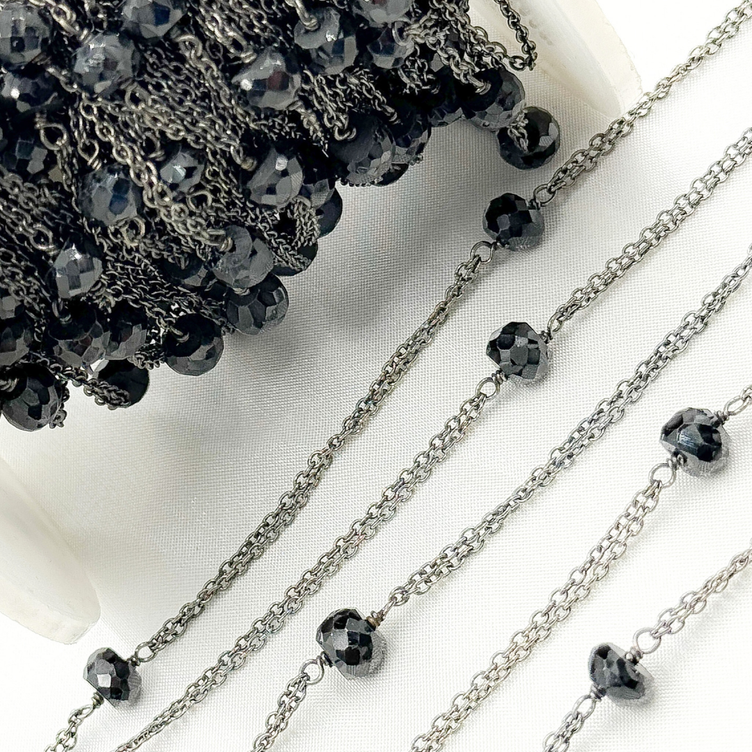 Black Spinel Double Oxidized Connected Wire Chain. BSP30