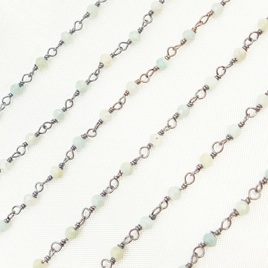 Shaded Amazonite Oxidized Wire Chain.