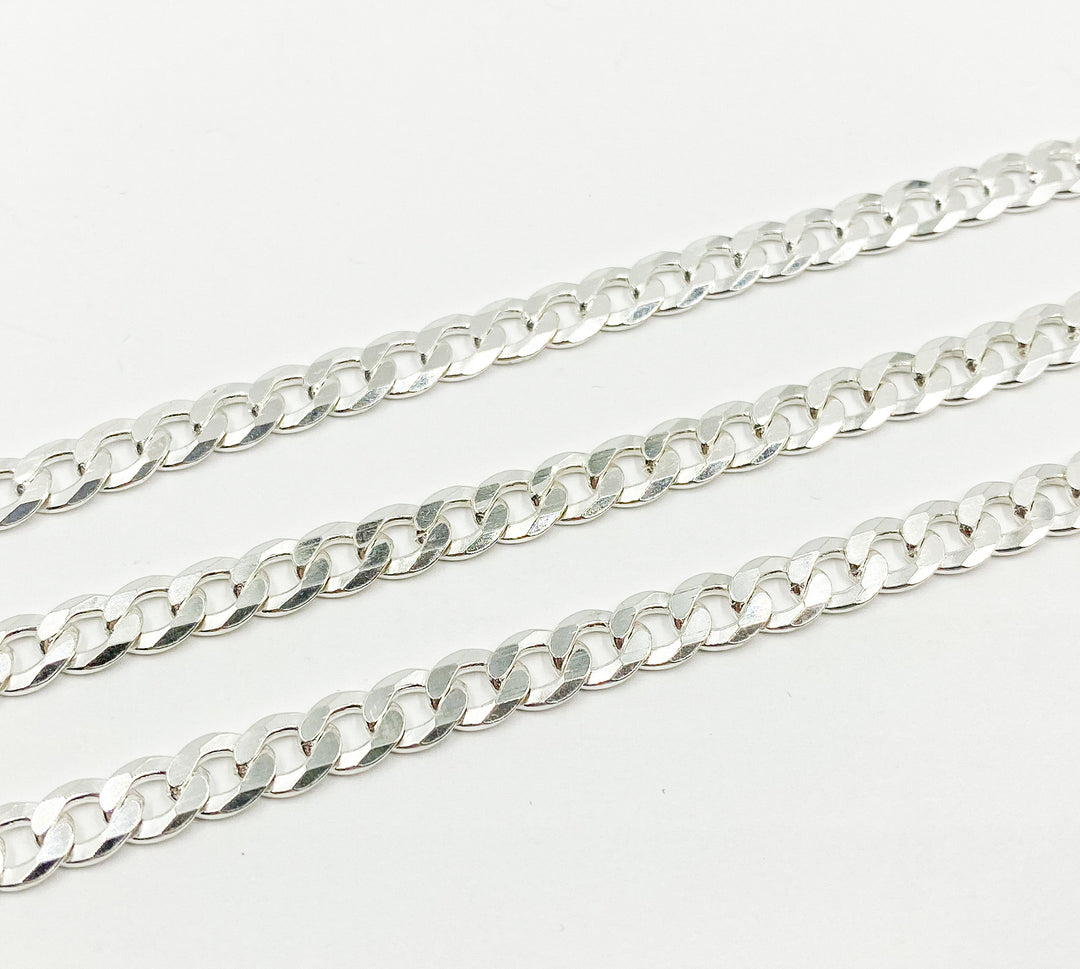 925 Sterling Silver Flat Curb Chain. Y74SS