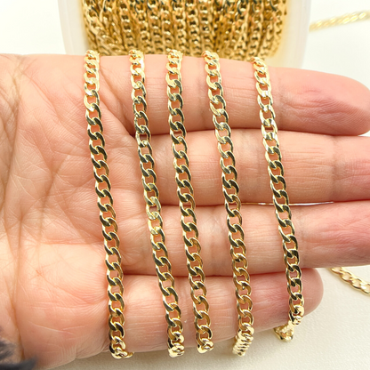 Gold Filled Flat Round Shape Curb Chain