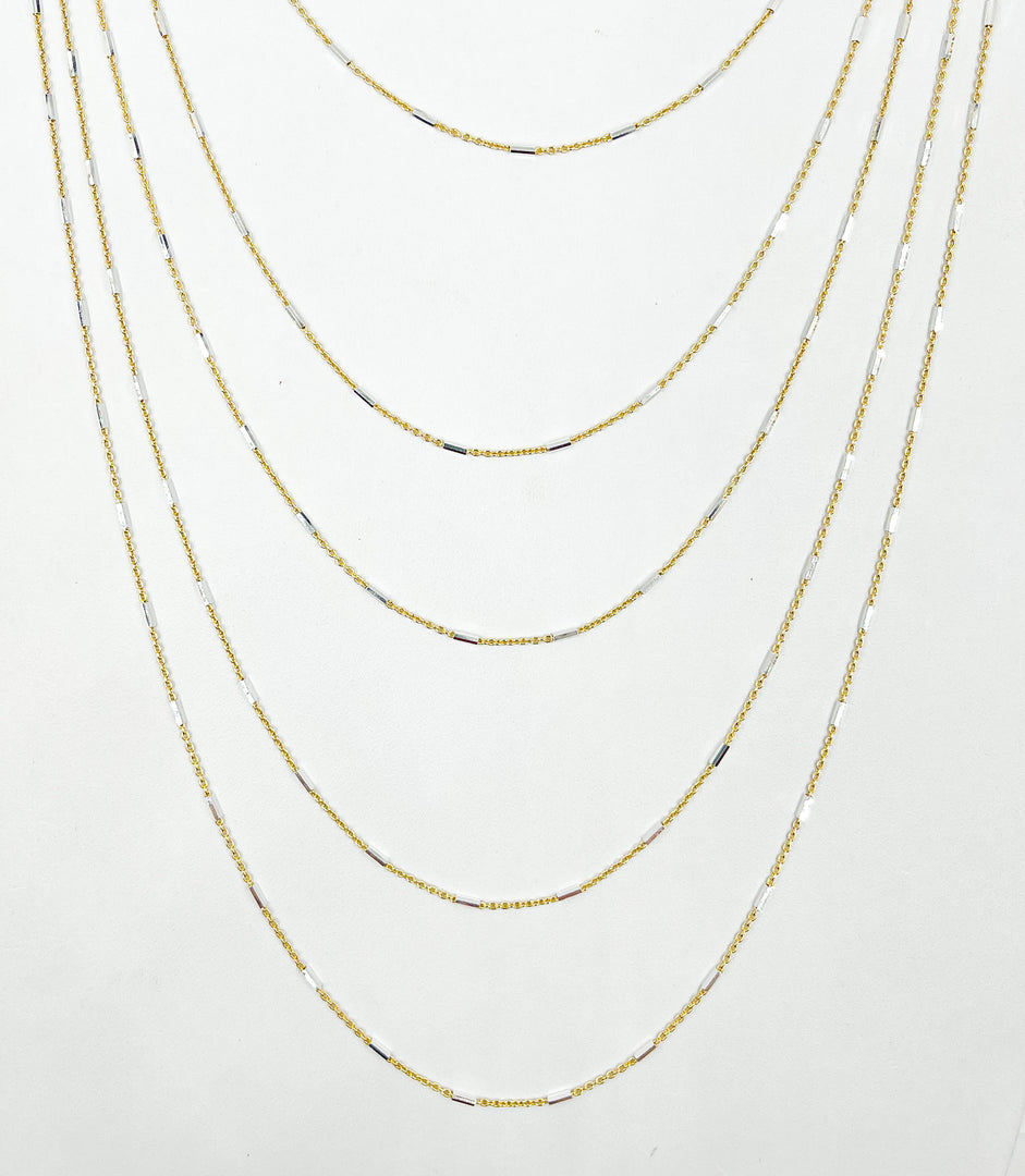 Z9GS1F. Sterling Silver Gold Plate Satellite Chain with Silver Tube