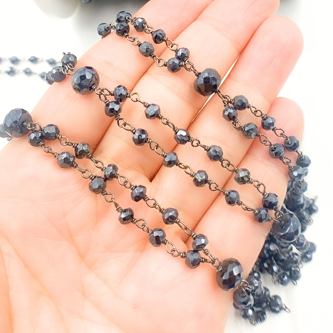Coated Black Spinel Fancy Oxidized Wire Chain