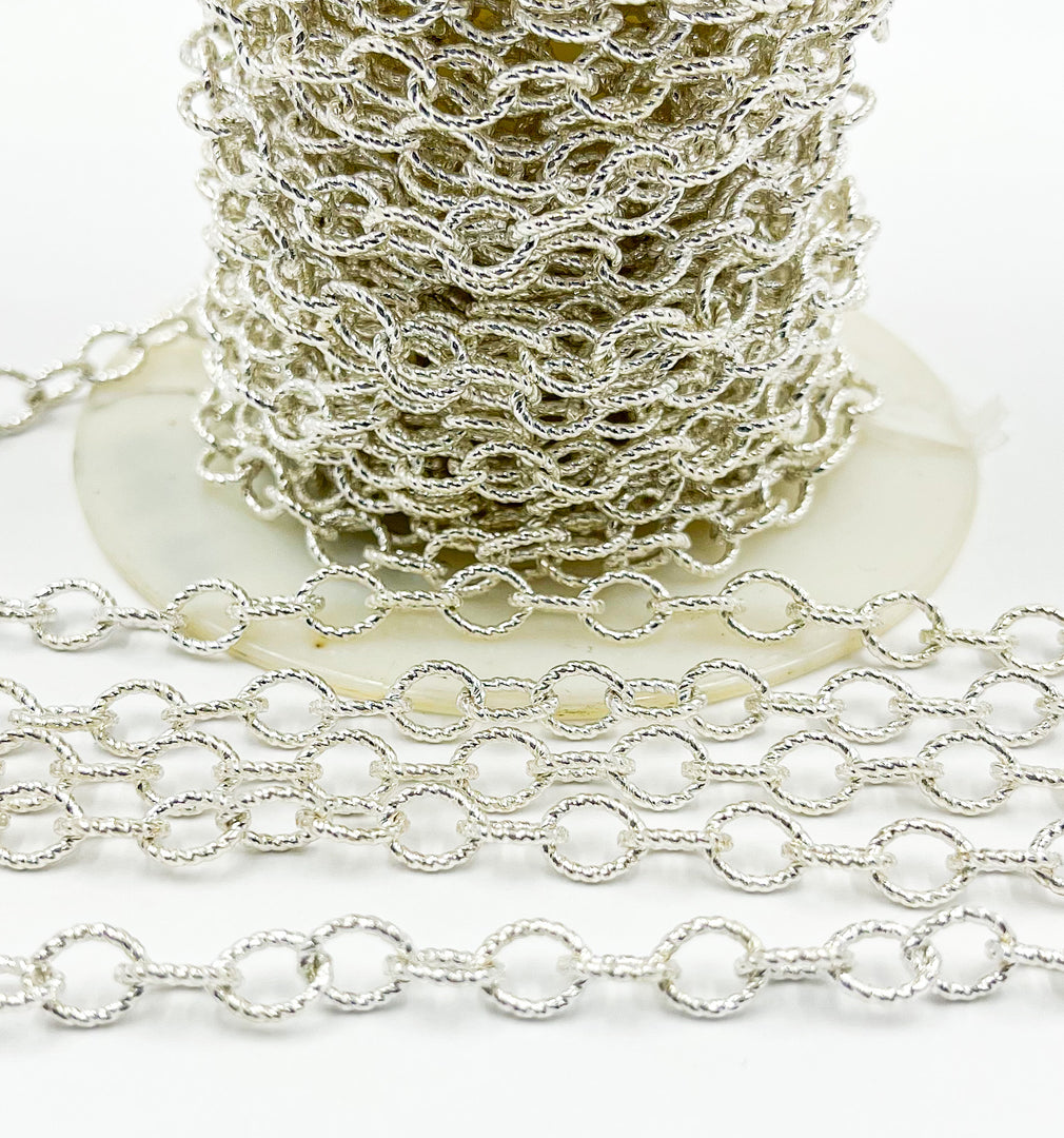 925 Sterling Silver Twisted Marquise Shape Link Chain. 617SS