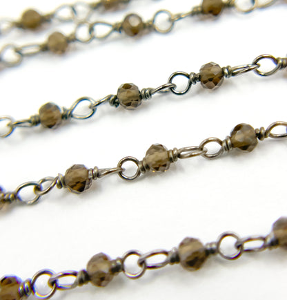 Smoky Quartz Wire Wrap Chain.  SMQ4