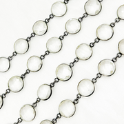 Crystal Round Shape Bezel Oxidized Wire Chain