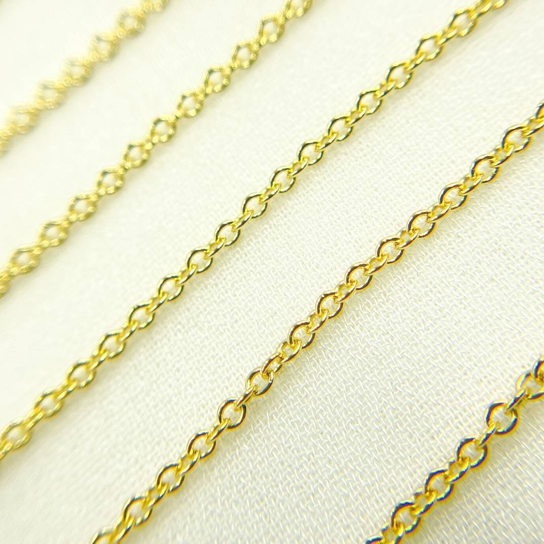 14K Solid Gold Medium Cable Round Link Unfinished Chain. 038R27L01byFt