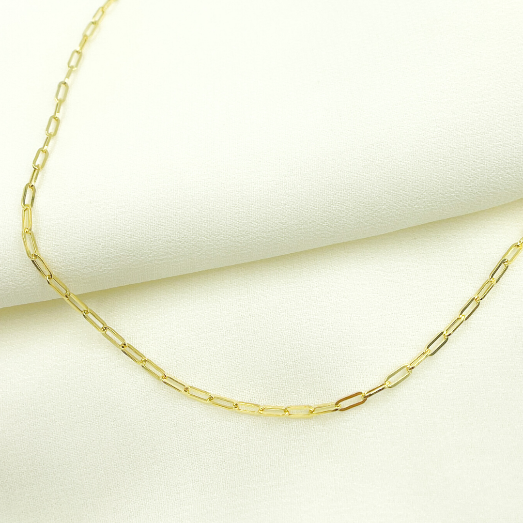 14K Solid Gold Flat Paperclip Necklace