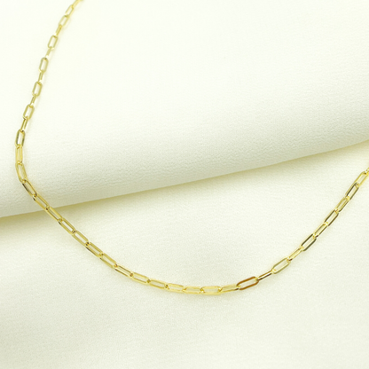 14K Solid Gold Flat Paperclip Necklace