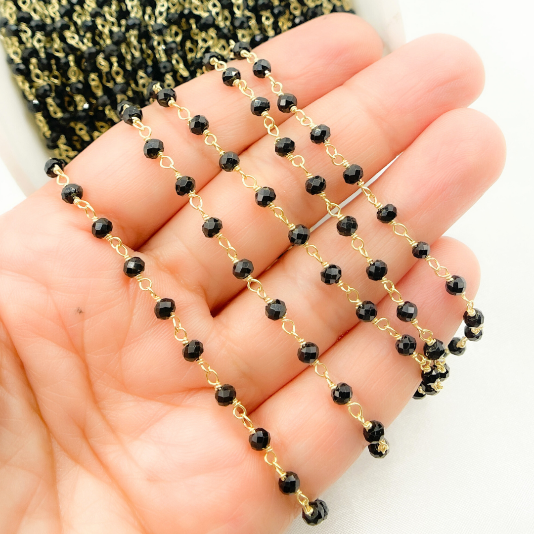 Black Spinel Gold Plated Wire Chain