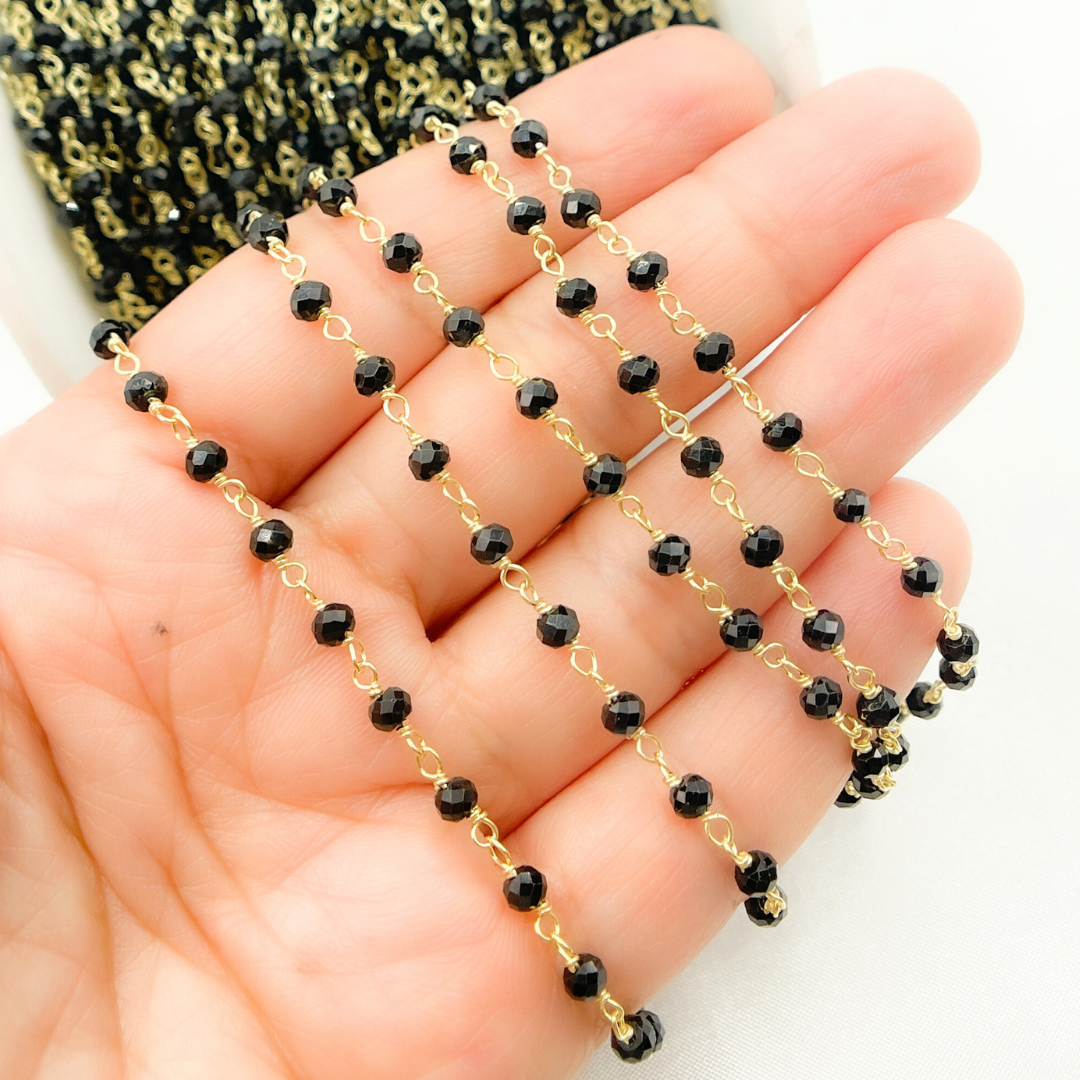 Black Spinel Gold Plated Wire Chain. BSP40