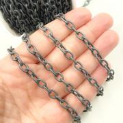 Black Rhodium 925 Sterling Silver Smooth Cable Link Chain