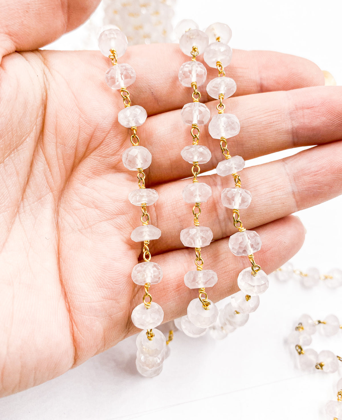 Rose Quartz Wire Wrap Chain
