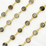 Load image into Gallery viewer, Labradorite Round Shape Bezel Gold Plated Wire Chain. LAB111
