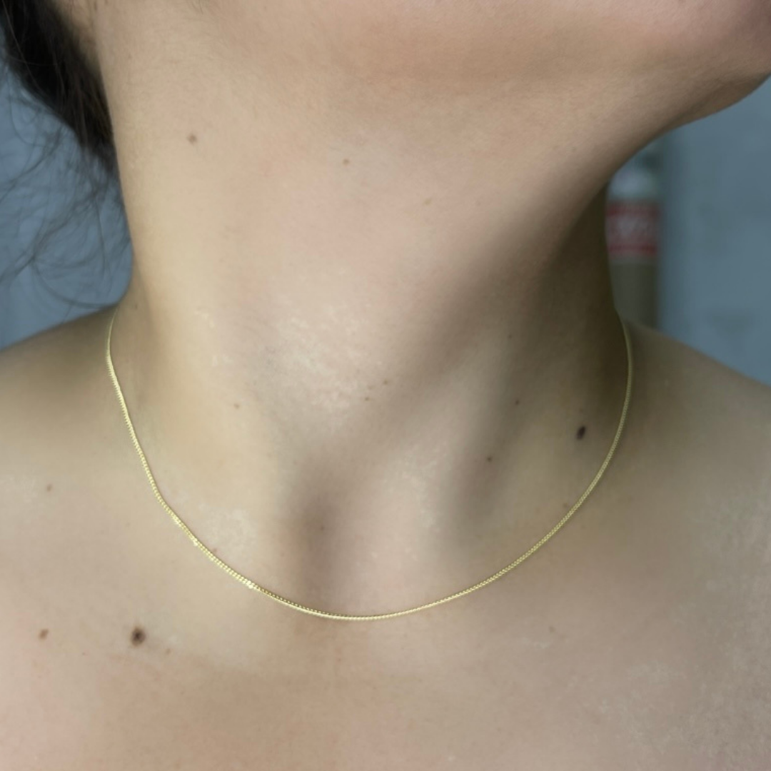 14K Solid Gold Smooth Curb Chain
