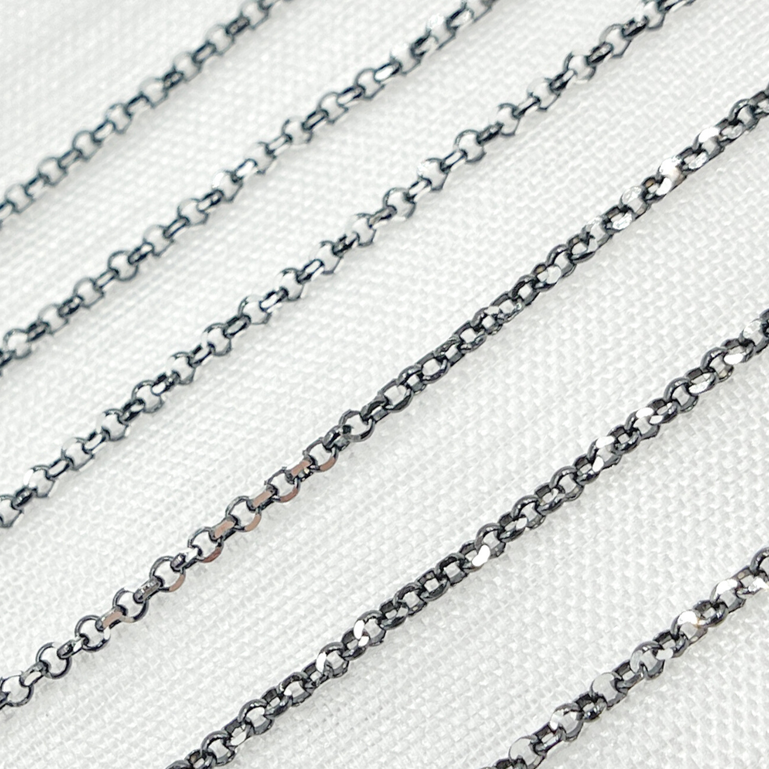 Black Rhodium & White Sterling Silver Rolo Chain