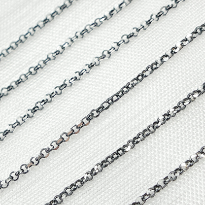 Black Rhodium & White Sterling Silver Rolo Chain