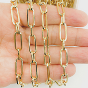 Gold Plated 925 Sterling Silver Flat Paper Clip Chain