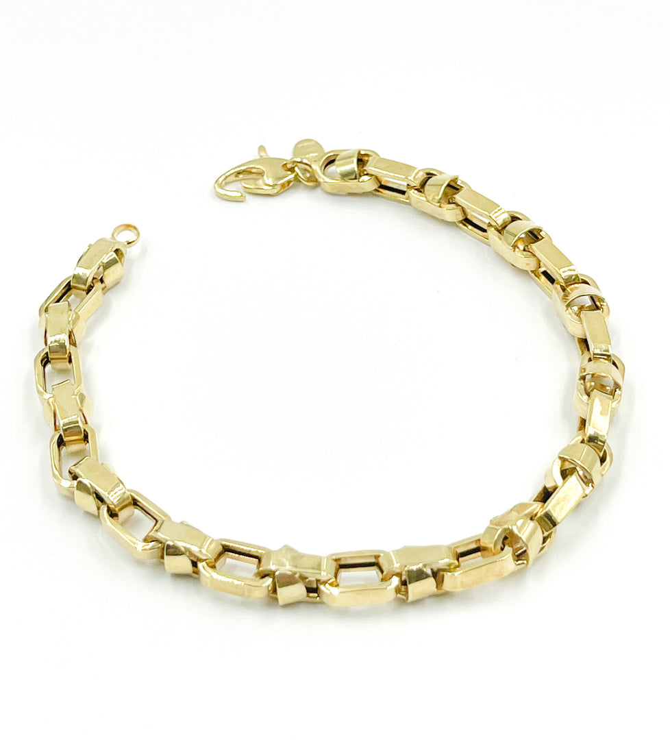 14K Solid Gold Box Bracelet