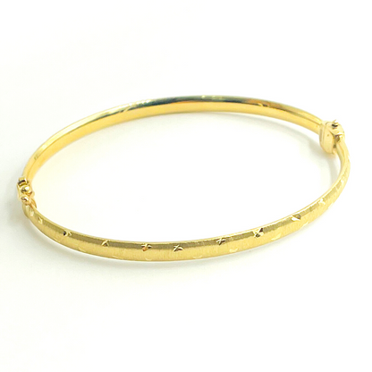 14K Solid Gold Matte Textured Bangle