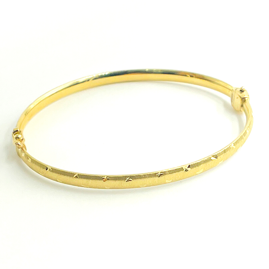14K Solid Gold Matte Textured Bangle