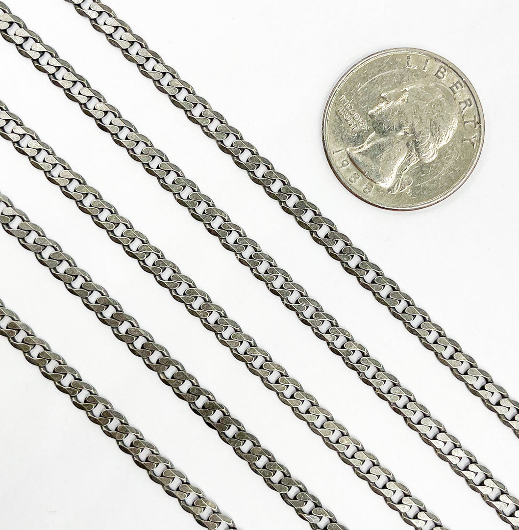 Oxidized 925 Sterling Silver Curb Chain. X13OX
