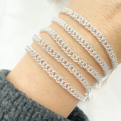 925 Sterling Silver Double Curb Chain