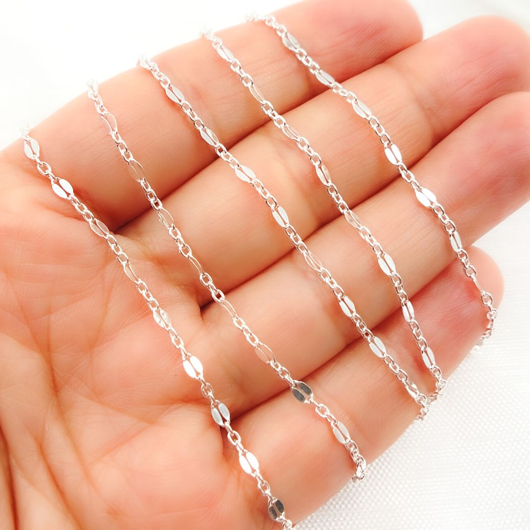925 Sterling Silver Fancy Marina Link Chain