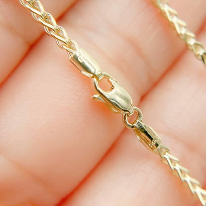 14K Solid Gold Wheat Necklace