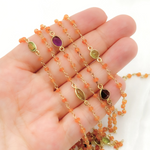 Load image into Gallery viewer, Carnelian &amp; Multi Stone Gold Plated Wire Chain. CAR9
