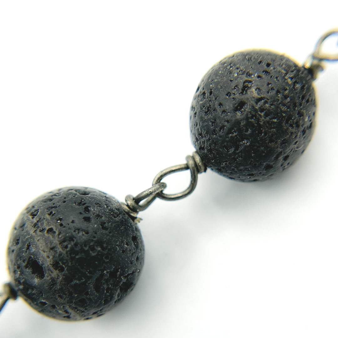 Lava Gemstone Round Shape Wire Chain.