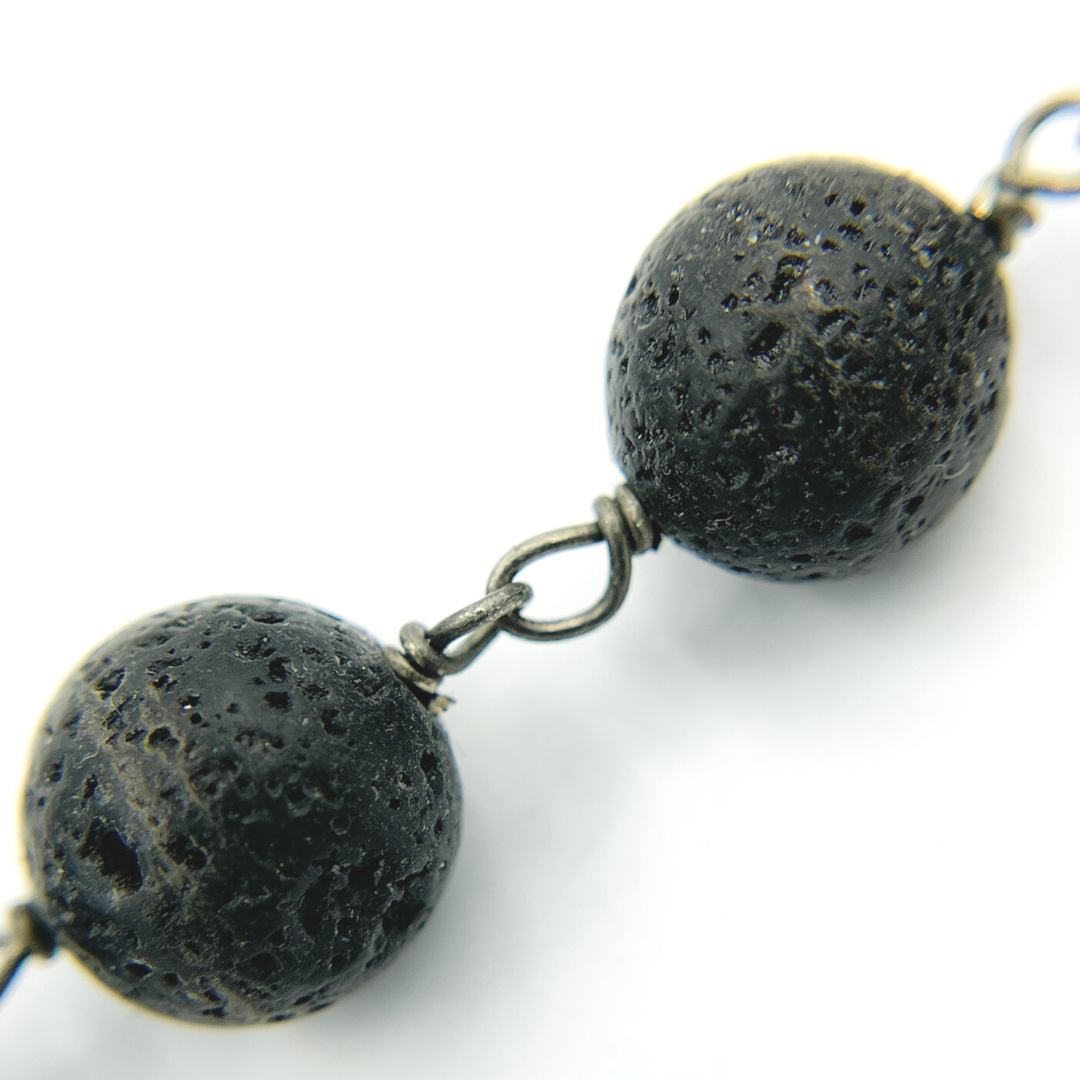 Lava Gemstone Round Shape Wire Chain. LA1