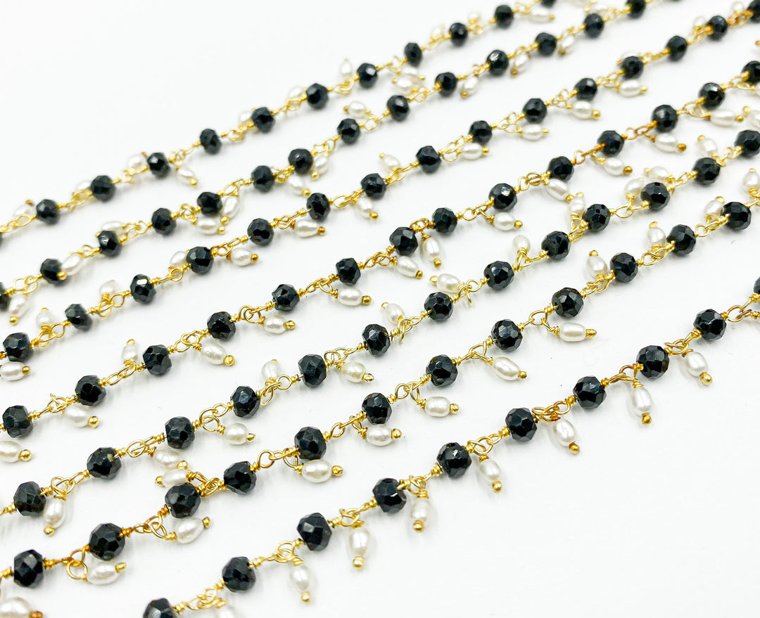 Pearl with Black Spinel Chain. PRL14